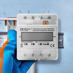 Miernik zużycia energii Qoltec na szynę DIN | trójfazowy elektroniczny