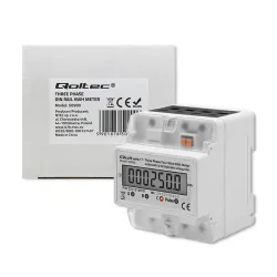 Miernik zużycia energii Qoltec na szynę DIN | trójfazowy elektroniczny