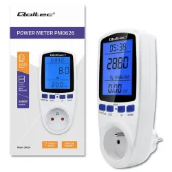 Watomierz Qoltec Licznik zużycia energii PM0626 | 3680W | 16A | LCD
