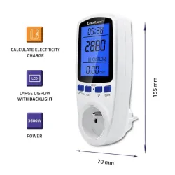 Watomierz Qoltec Licznik zużycia energii PM0626 | 3680W | 16A | LCD