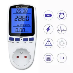 Watomierz Qoltec Licznik zużycia energii PM0626 | 3680W | 16A | LCD
