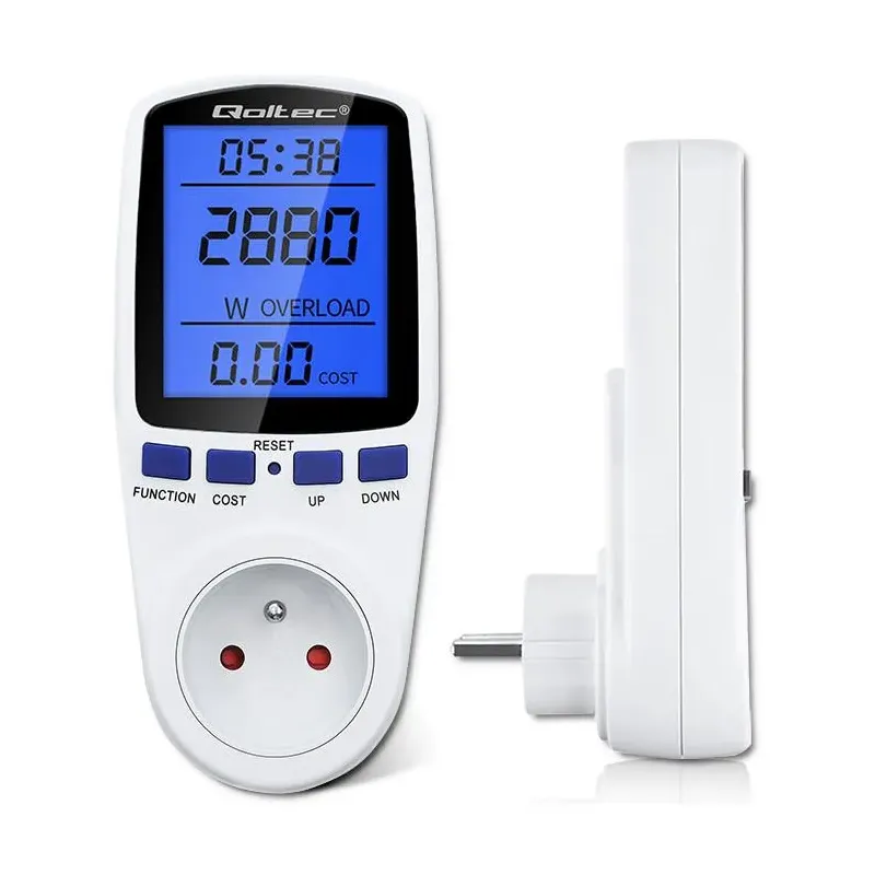 Watomierz Qoltec Licznik zużycia energii PM0626 | 3680W | 16A | LCD