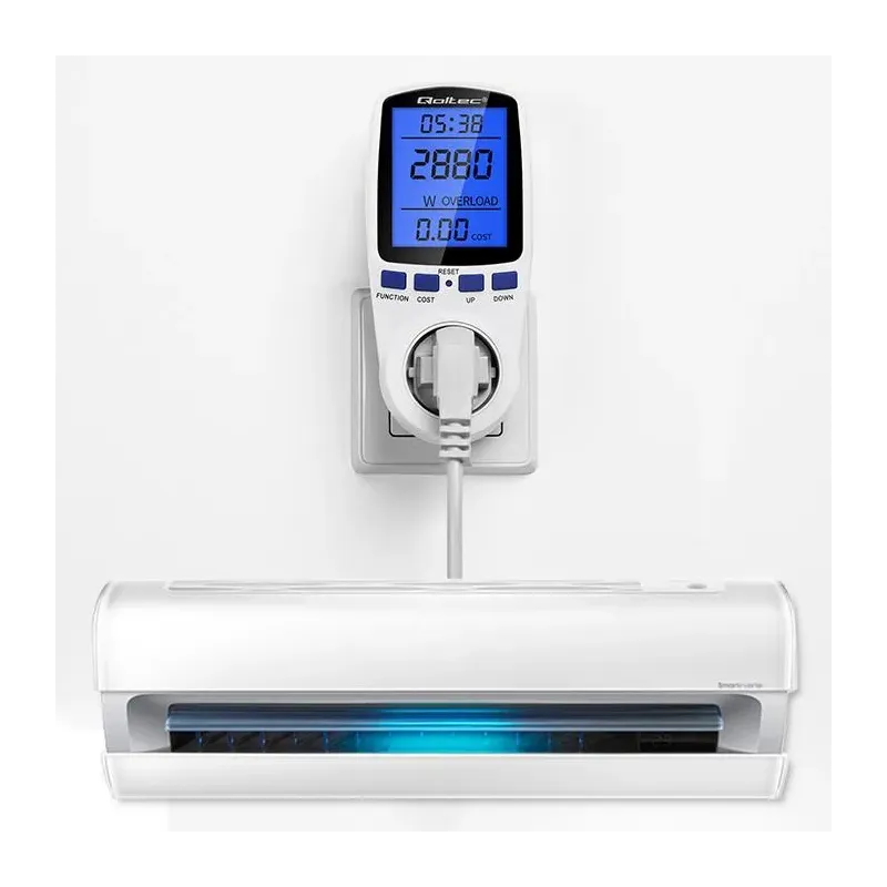 Watomierz Qoltec Licznik zużycia energii PM0626 | 3680W | 16A | LCD