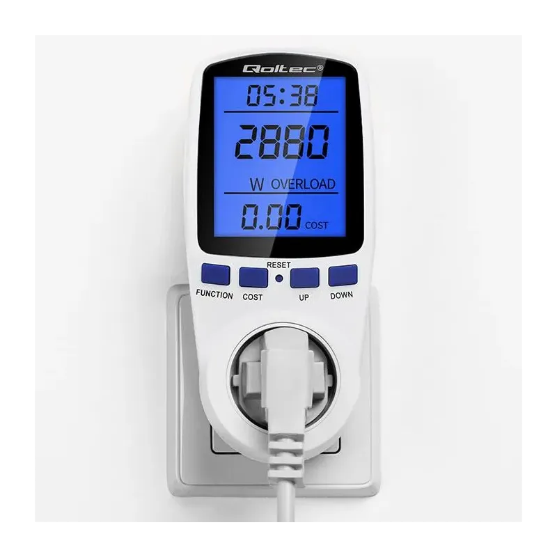 Watomierz Qoltec Licznik zużycia energii PM0626 | 3680W | 16A | LCD