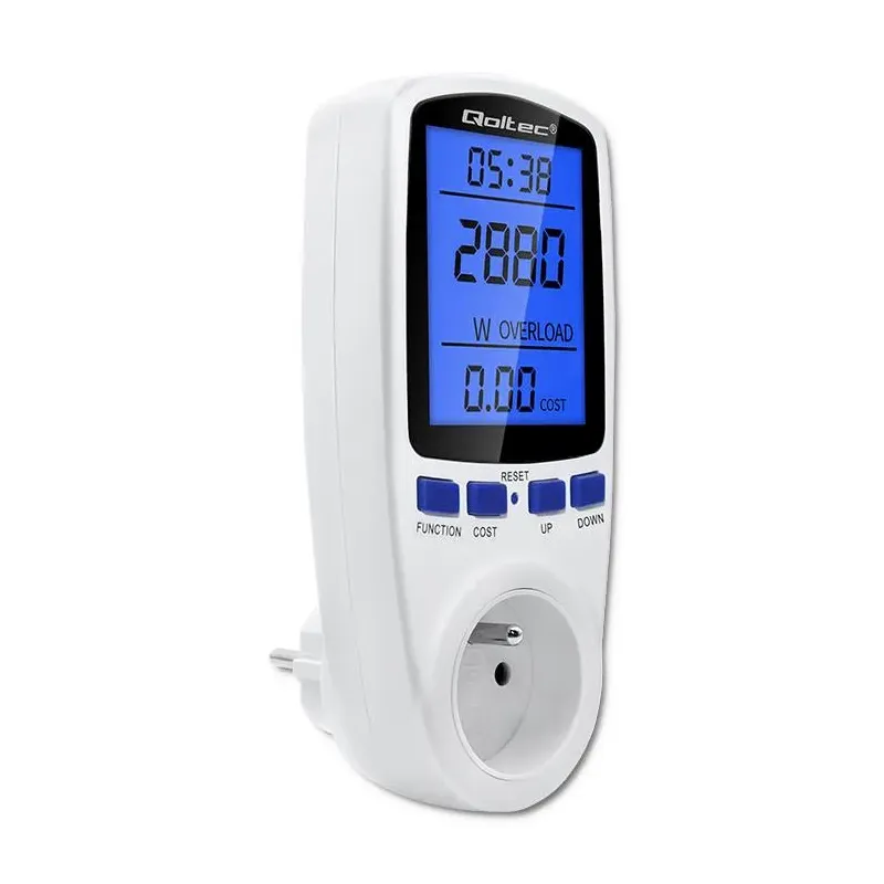Watomierz Qoltec Licznik zużycia energii PM0626 | 3680W | 16A | LCD