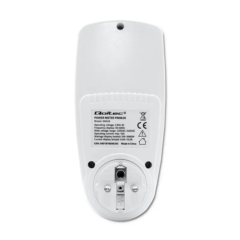 Watomierz Qoltec Licznik zużycia energii PM0626 | 3680W | 16A | LCD