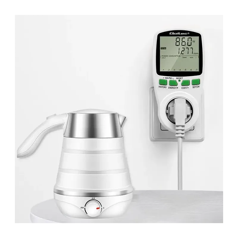 Watomierz Qoltec Licznik zużycia energii PM0627 z historią pomiaru | 3680W