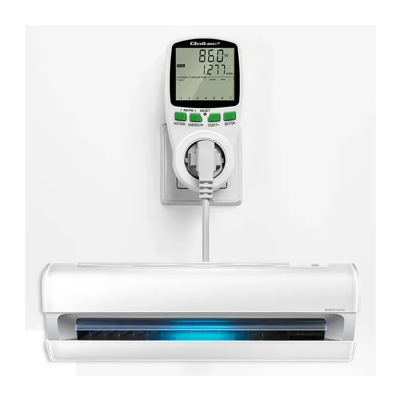 Watomierz Qoltec Licznik zużycia energii PM0627 z historią pomiaru | 3680W