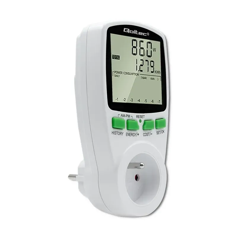 Watomierz Qoltec Licznik zużycia energii PM0627 z historią pomiaru | 3680W