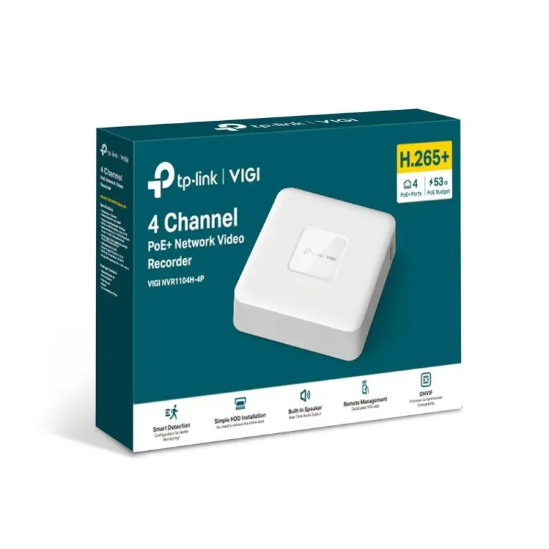 Rejestrator sieciowy TP-Link VIGI NVR1104H-4P 4-kanałowy z zasilaniem PoE+