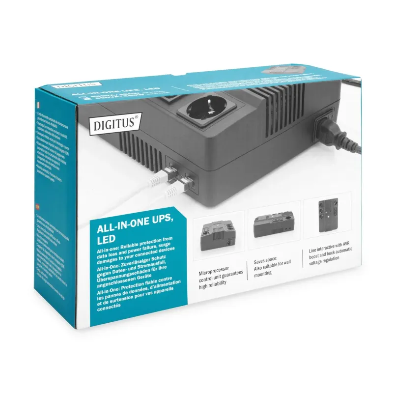 Zasilacz awaryjny UPS DIGITUS Line-Interactive LED DESKTOP 600VA/360W AVR