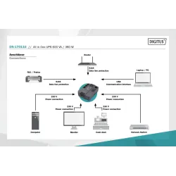 Zasilacz awaryjny UPS DIGITUS Line-Interactive LED DESKTOP 600VA/360W AVR