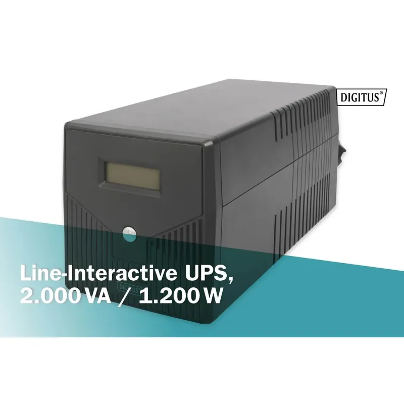 Zasilacz awaryjny UPS DIGITUS Line-Ineractive LCD 2000VA/1200W, 2x12V/9Ah,