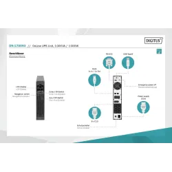 Zasilacz awaryjny UPS DIGITUS Online Rack 19" LCD 1000VA/1000W 2x12V/9Ah