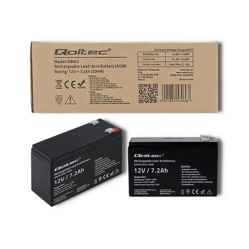 Akumulator AGM Qoltec 12V | 7.2Ah