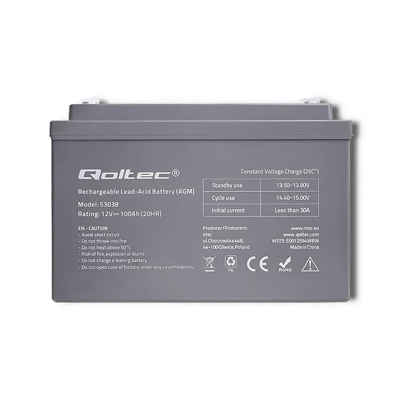 Akumulator AGM Qoltec 12V | 100Ah