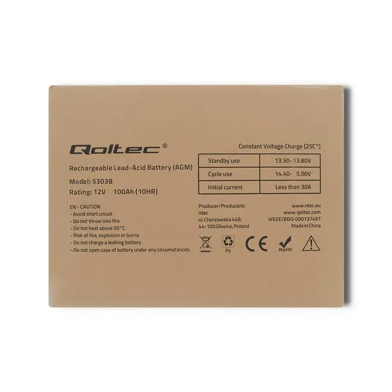 Akumulator AGM Qoltec 12V | 100Ah