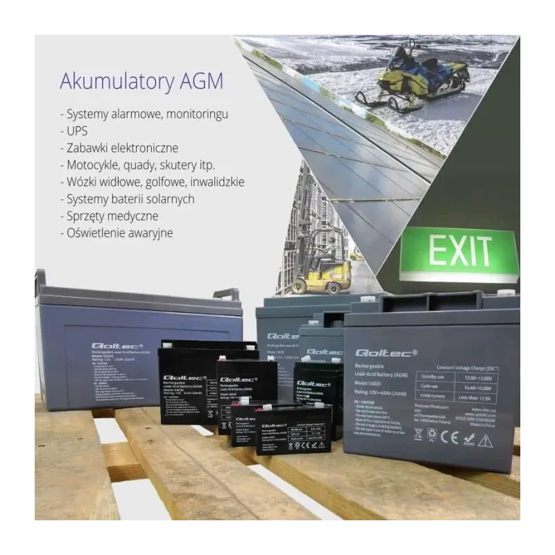 Akumulator AGM Qoltec 12V | 1.3Ah