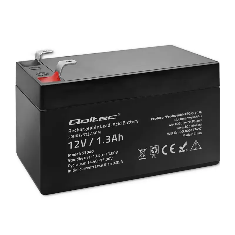 Akumulator AGM Qoltec 12V | 1.3Ah