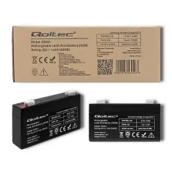 Akumulator AGM Qoltec 6V | 1.3Ah