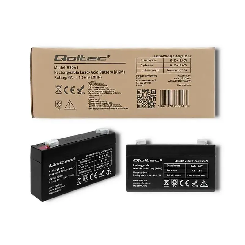 Akumulator AGM Qoltec 6V | 1.3Ah