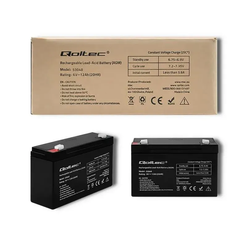 Akumulator AGM Qoltec 6V | 12Ah