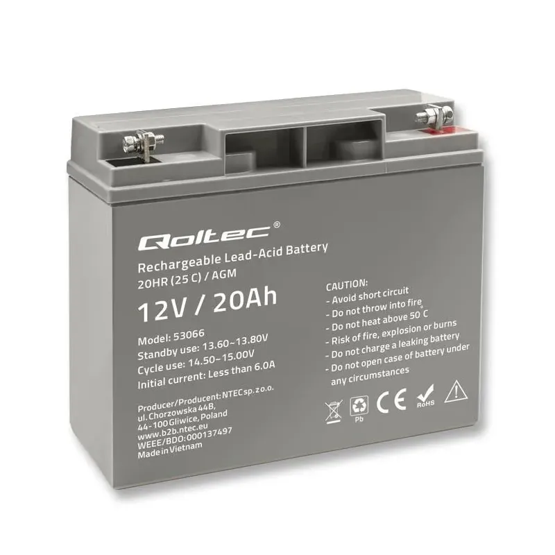 Akumulator AGM Qoltec 12V | 20Ah