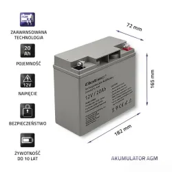 Akumulator AGM Qoltec 12V | 20Ah