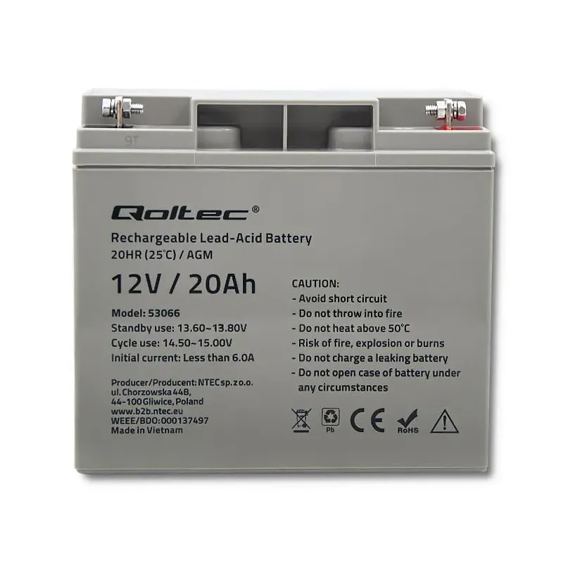 Akumulator AGM Qoltec 12V | 20Ah
