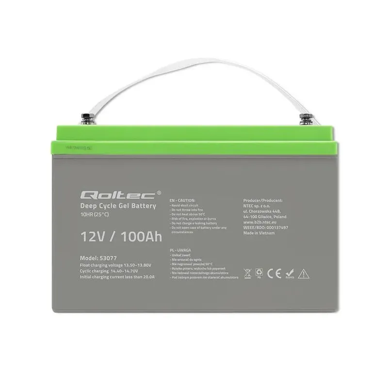 Akumulator żelowy Qoltec Deep Cycle | 12V | 100Ah | 30,5k