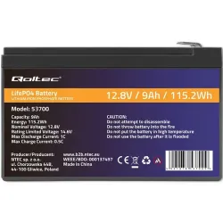 Akumulator LiFePO4 Qoltec Litowo-Żelazowo-Fosforanowy | 12.8V | 9Ah |