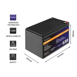 Akumulator LiFePO4 Qoltec Litowo-Żelazowo-Fosforanowy | 12.8V | 12Ah |