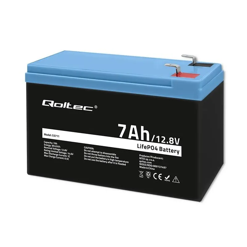 Akumulator LiFePO4 Qoltec Litowo-Żelazowo-Fosforanowy | 12.8V | 7Ah |