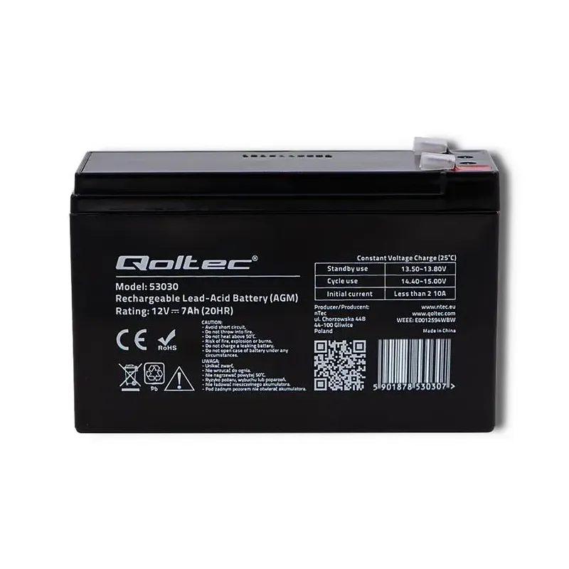 Akumulator AGM Qoltec 12V | 7Ah