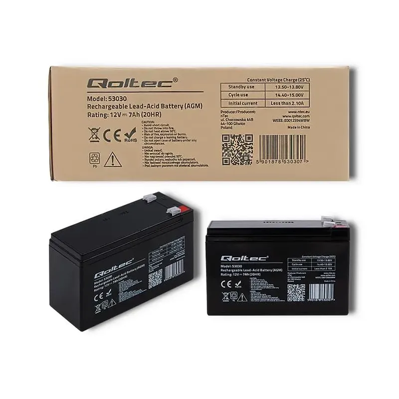 Akumulator AGM Qoltec 12V | 7Ah