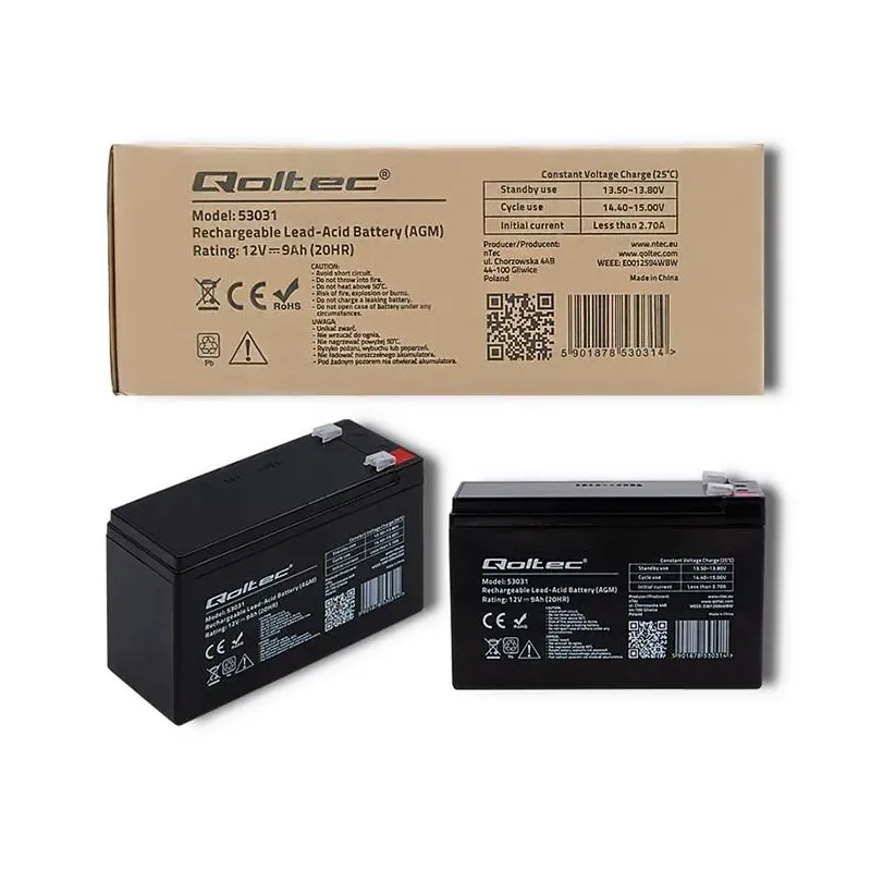 Akumulator AGM Qoltec 12V | 9Ah