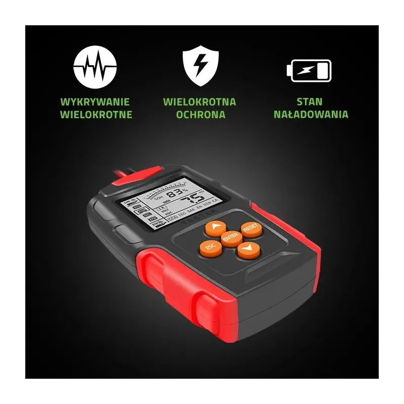 Tester cyfrowy Qoltec akumulatora z wyświetlaczem LCD | 12V | 24V |