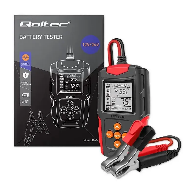 Tester cyfrowy Qoltec akumulatora z wyświetlaczem LCD | 12V | 24V |