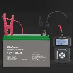 Tester cyfrowy Qoltec akumulatora z LCD | 12V | AGM | GEL | STD | 30-220Ah