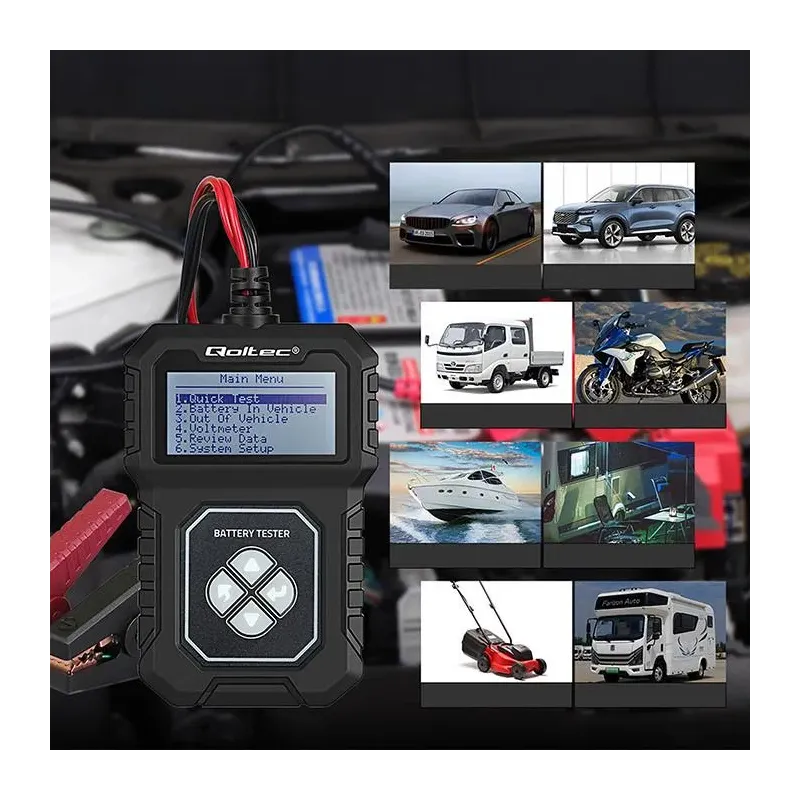 Tester cyfrowy Qoltec akumulatora z LCD | 12V | AGM | GEL | STD | 30-220Ah