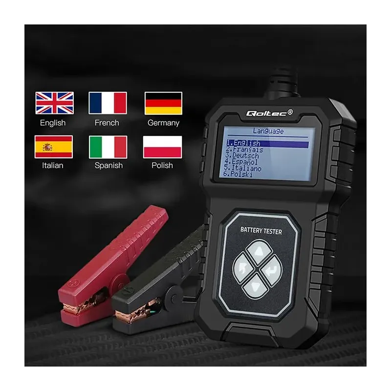 Tester cyfrowy Qoltec akumulatora z LCD | 12V | AGM | GEL | STD | 30-220Ah