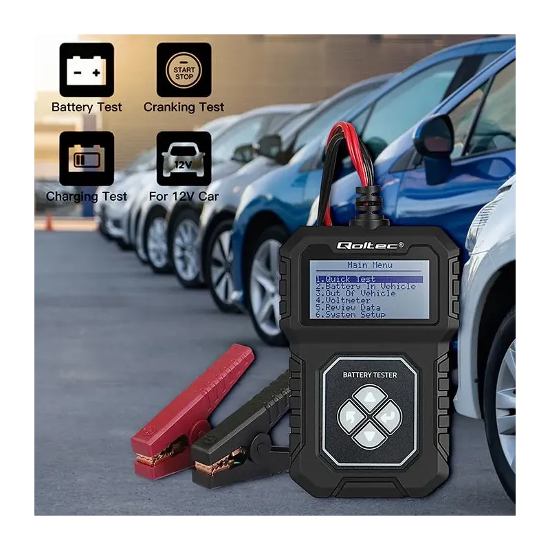 Tester cyfrowy Qoltec akumulatora z LCD | 12V | AGM | GEL | STD | 30-220Ah