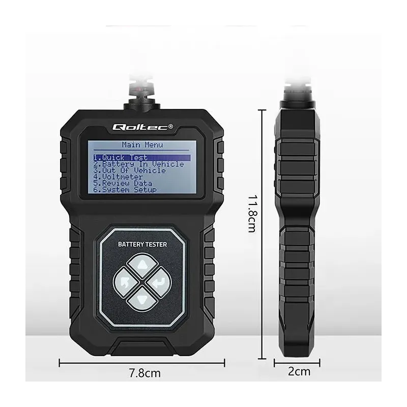 Tester cyfrowy Qoltec akumulatora z LCD | 12V | AGM | GEL | STD | 30-220Ah
