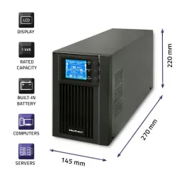 Zasilacz awaryjny UPS Qoltec | On-line | Pure Sine Wave | 1kVA | 800W | LCD