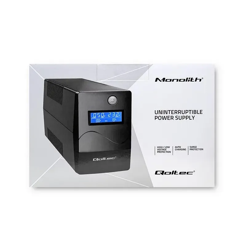 Zasilacz awaryjny UPS Qoltec Monolith | 850VA | 480W | LCD | USB | RJ45