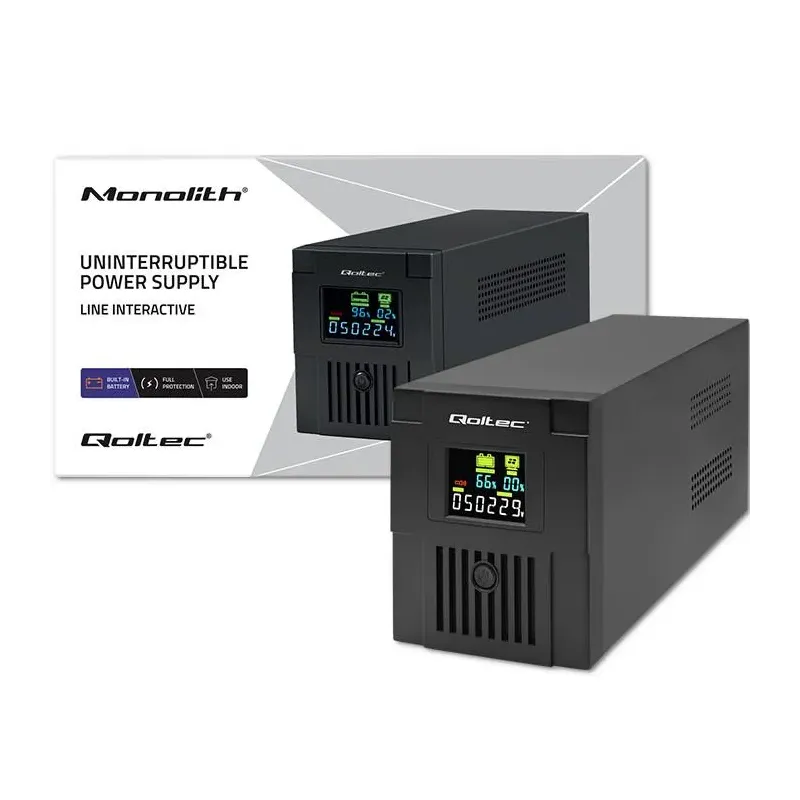 Zasilacz awaryjny UPS Qoltec Monolith | 2000VA | 1200W | LCD | USB