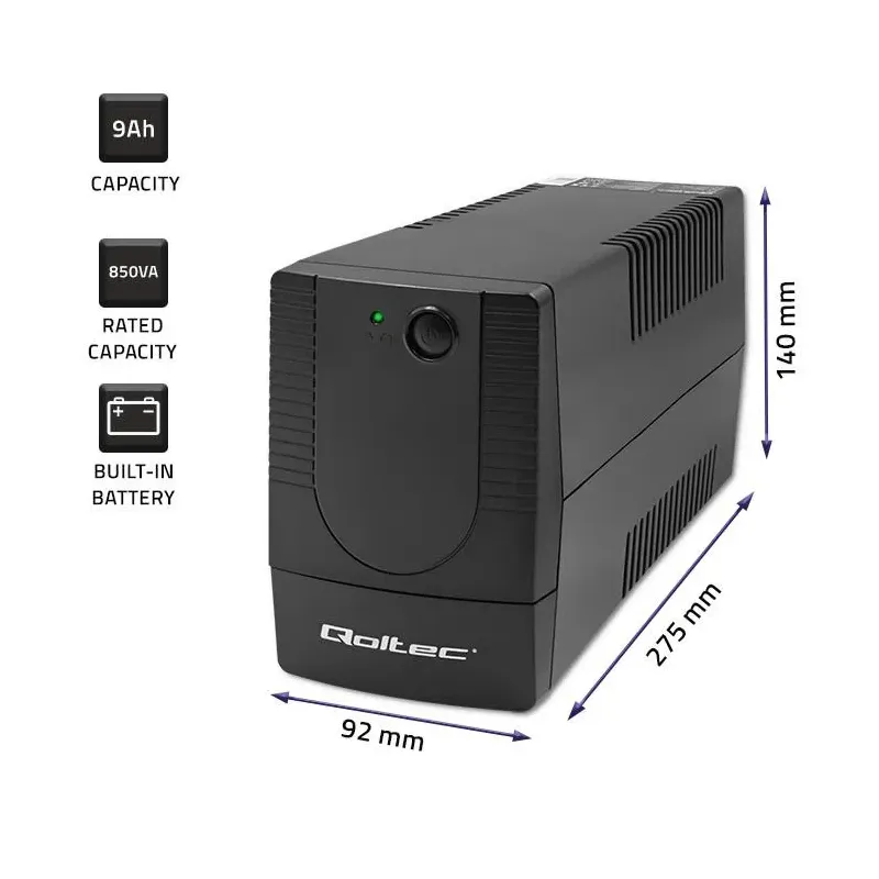 Zasilacz awaryjny UPS Qoltec Monolith | 850VA | 480W