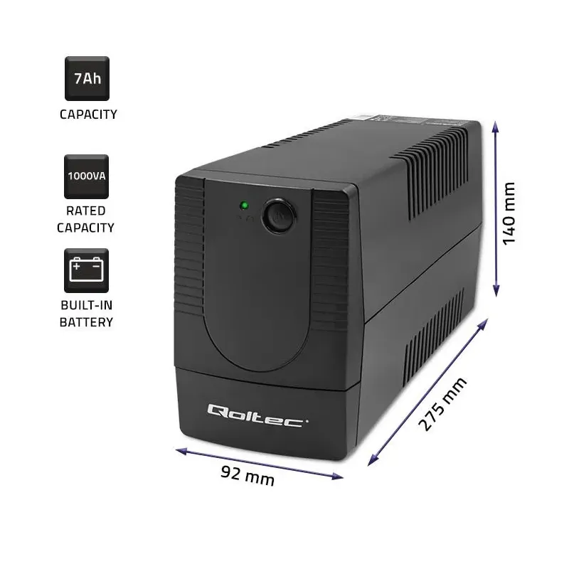 Zasilacz awaryjny UPS Qoltec Monolith | 1000VA | 600W