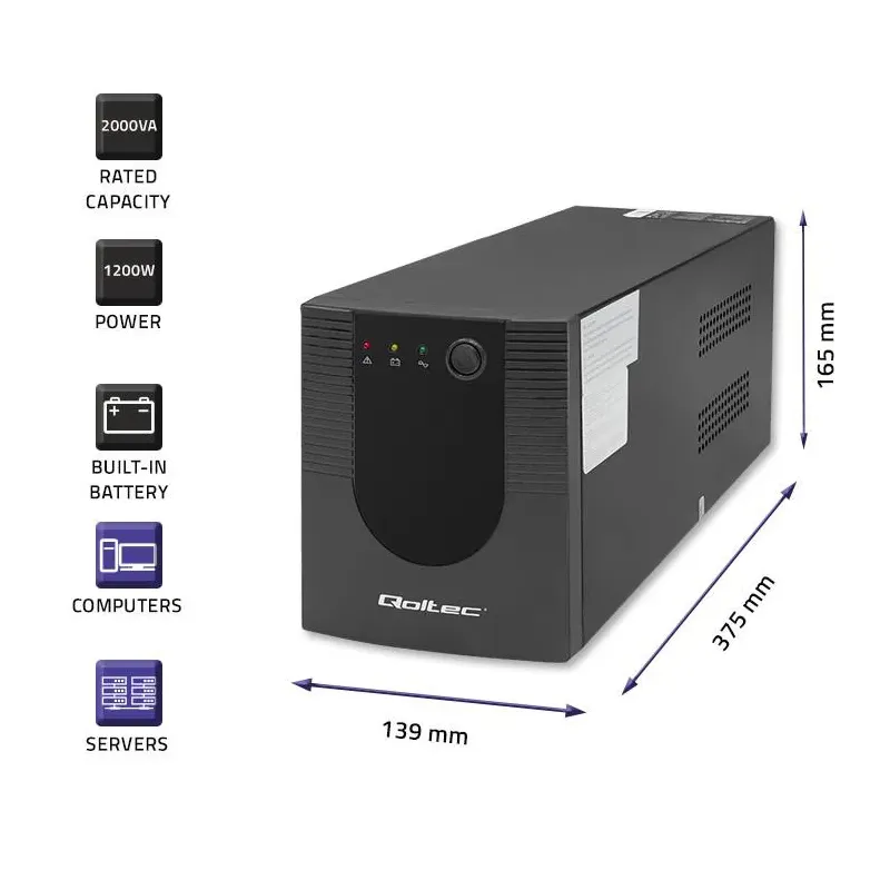 Zasilacz awaryjny UPS Qoltec Monolith | 2000VA | 1200W
