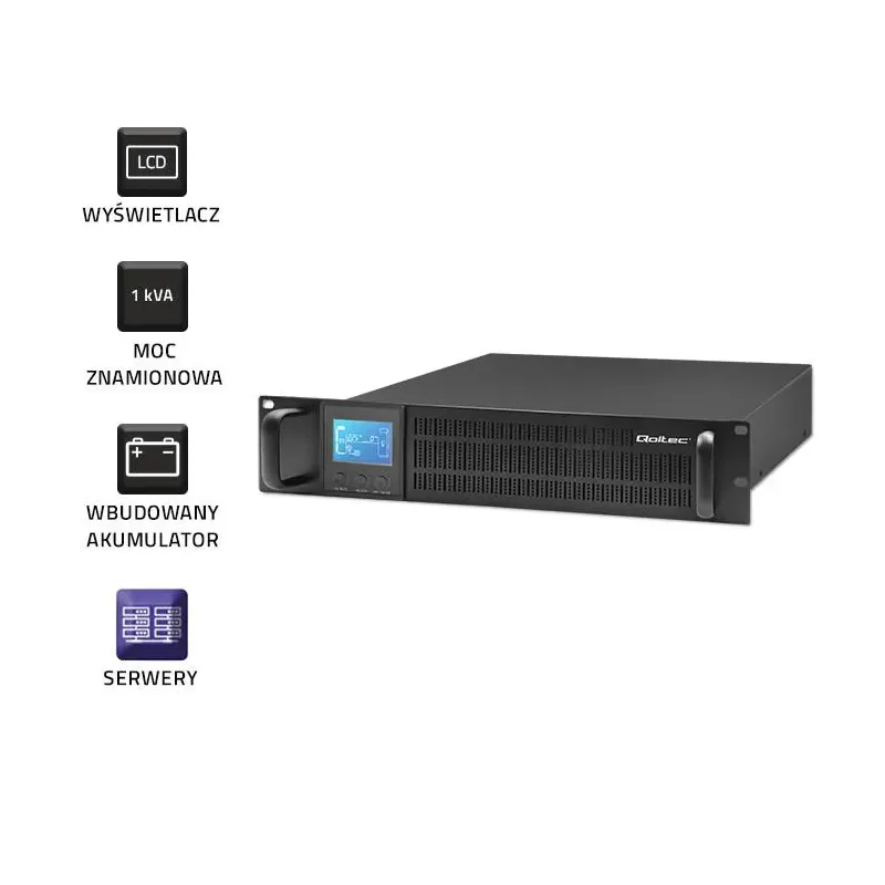 Zasilacz awaryjny UPS Qoltec RACK | 1kVA | 800W | LCD